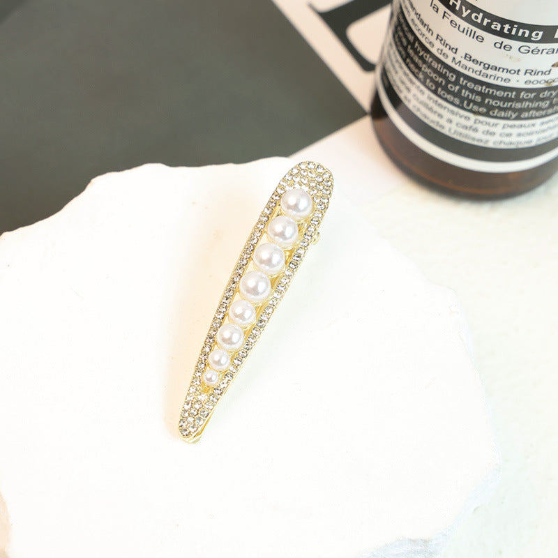 Elegant Retro Pearl Front Broken Hair Duck Barrettes
