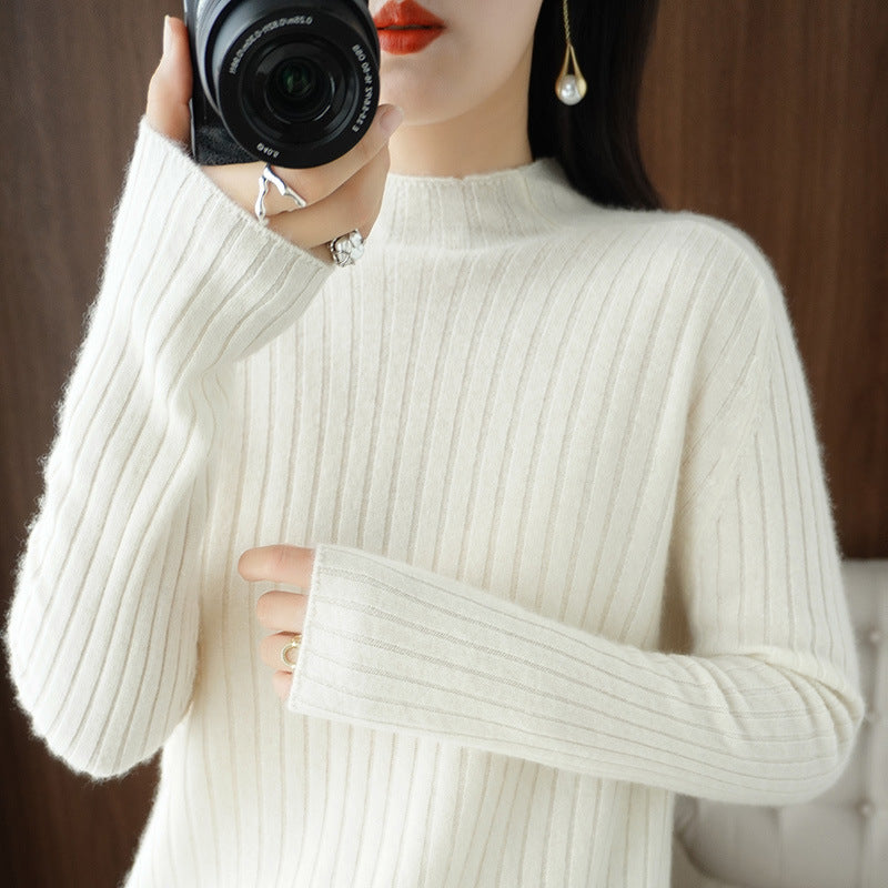 Simple Autumn And Winter Half-high Collar Bottoming Shirt Women's Sweater