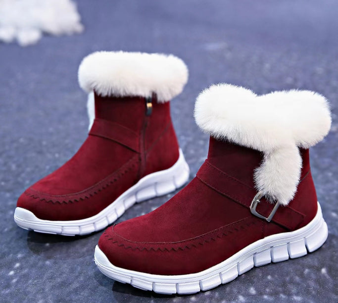 Korean Version Of Thickened Solid Color Booties In Winter