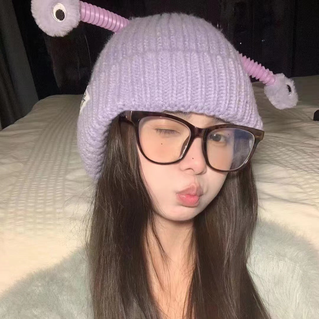 Cute Luminous Autumn And Winter Warm Ear Protection Wool Korean Cartoon Fashion All-matching Knitted Hat