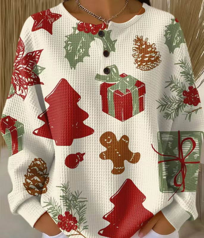 Woolen Button V-Neck Women's Sweater