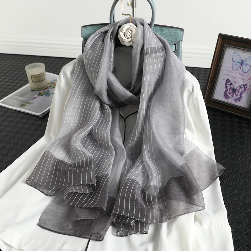 Silk wool blended scarf all-match gauze shawl Korean bib