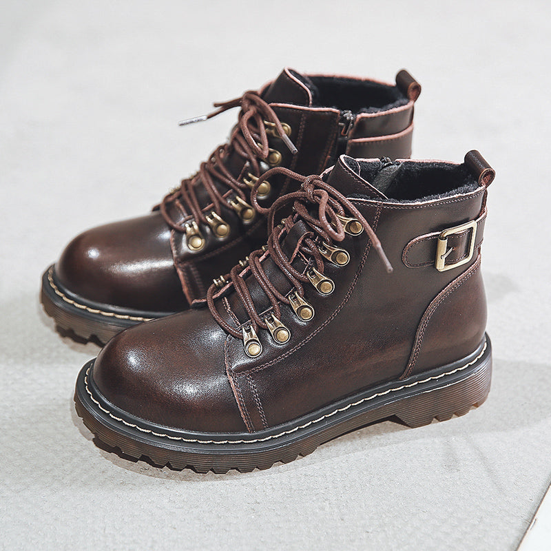 Handsome Martin Boots Leather British Style Cool Rivets