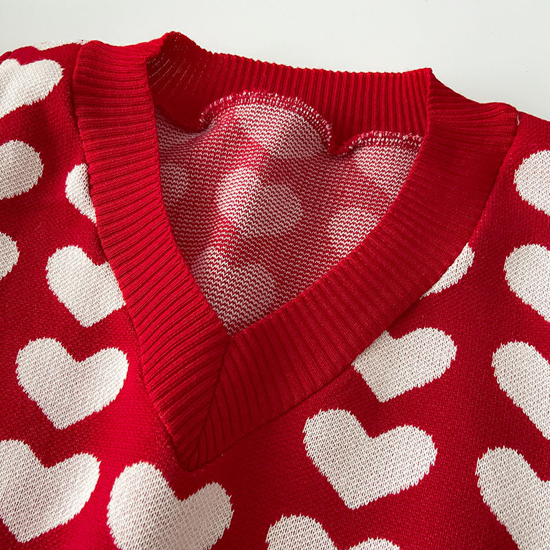 Women's Love Knitted V Neck Vest