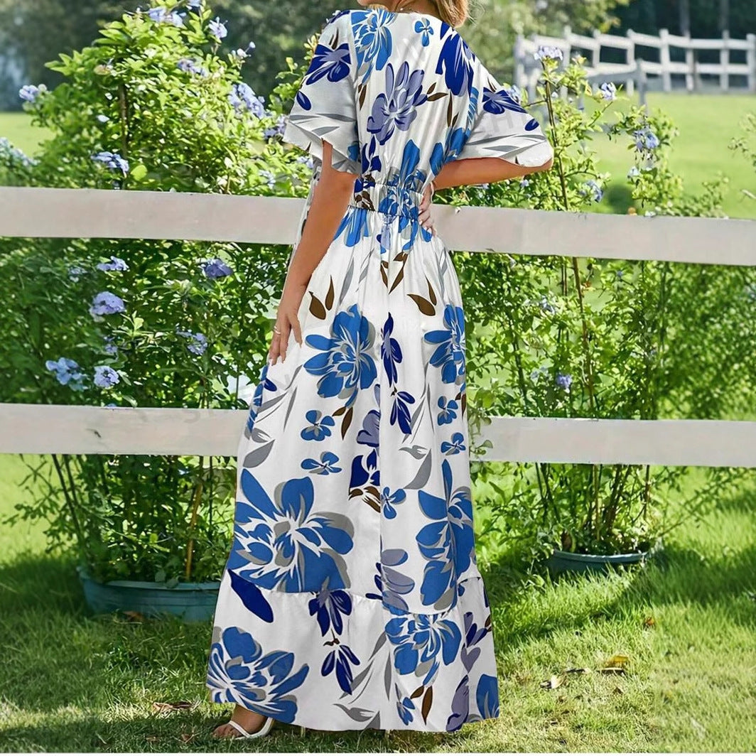 Elegant Long Womens Dress With A Chic Printed Design