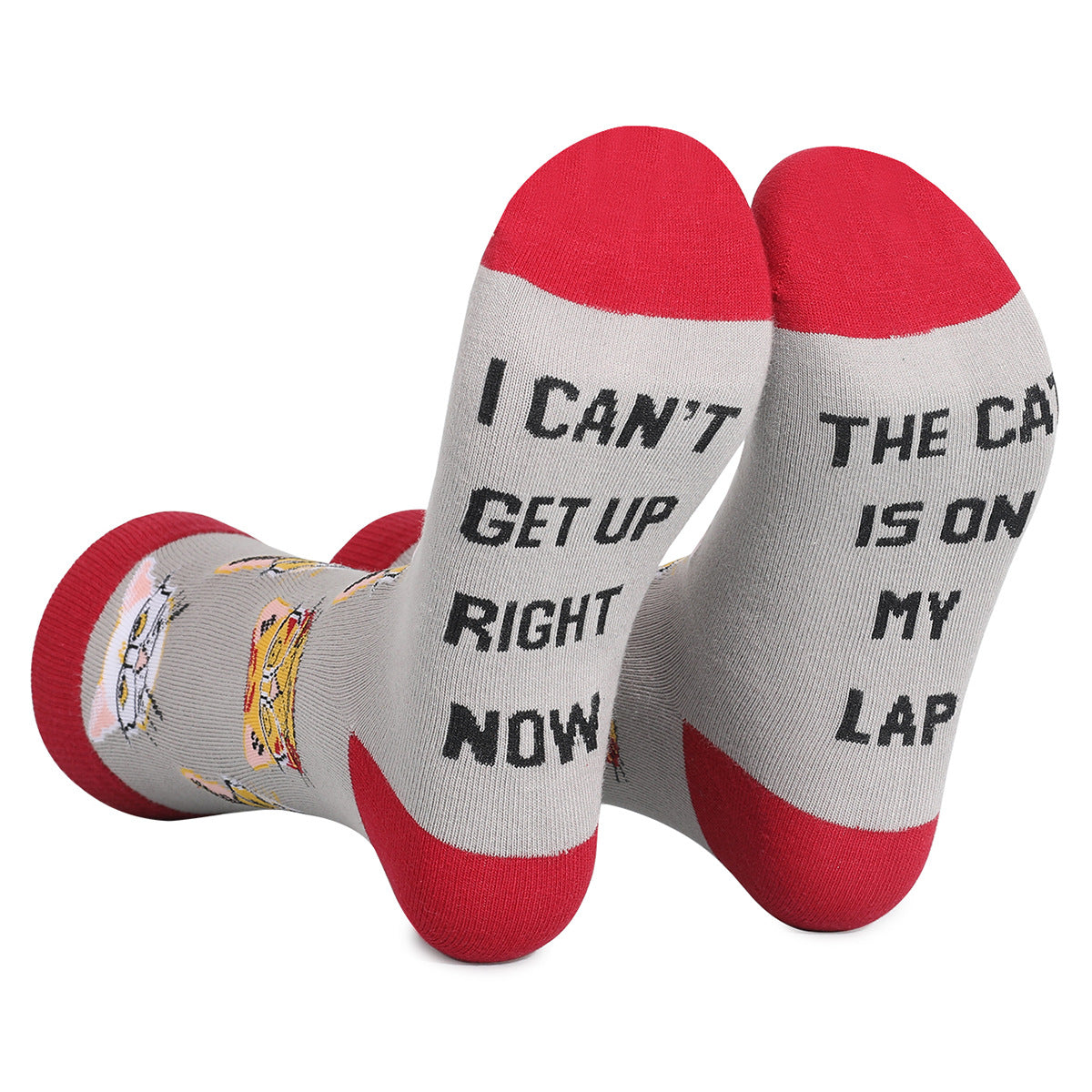 Cat, Dog  Animal Letters Men's Cotton Medium Tube Socks