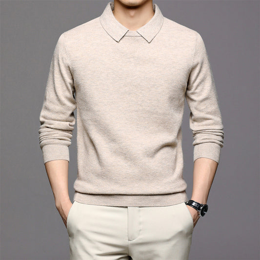 Casual Long-sleeved Sweater Fashion Polo Collar Trendy Men's Clothing