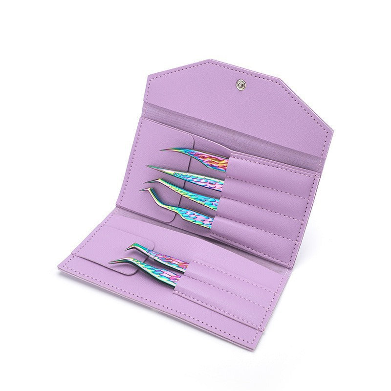 Colorful Stainless Steel Grafting Eyelash Tweezers Full Series Manicure Implement