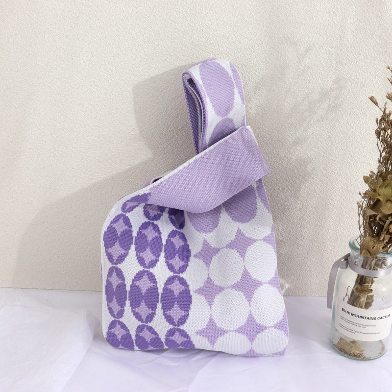 Black And White Color Match Color Bump Braided Tote One Shoulder Underarm Bag Female