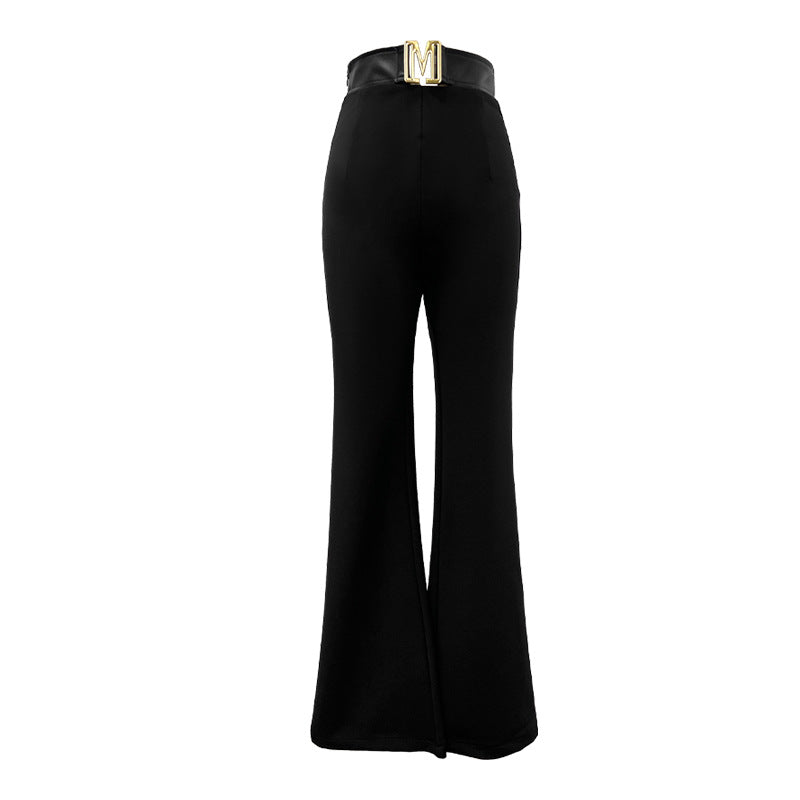 Slim-fit Slimming High Waist Black Trousers