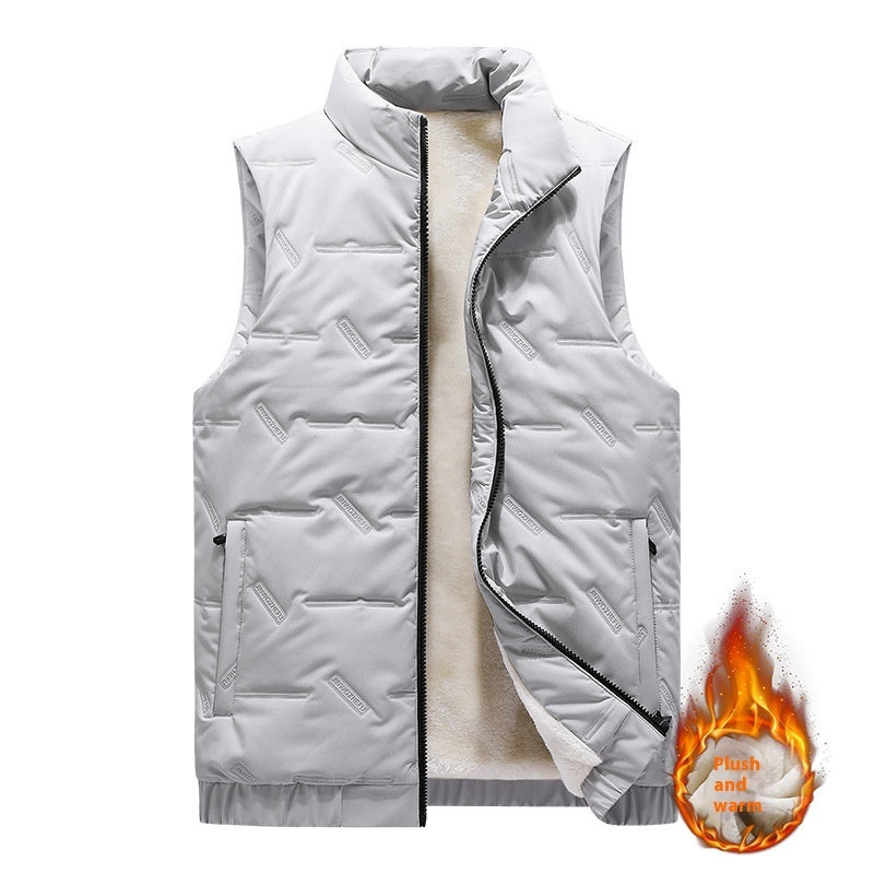 Autumn And Winter Fleece-lined Thickening Stand Collar Cotton Vest