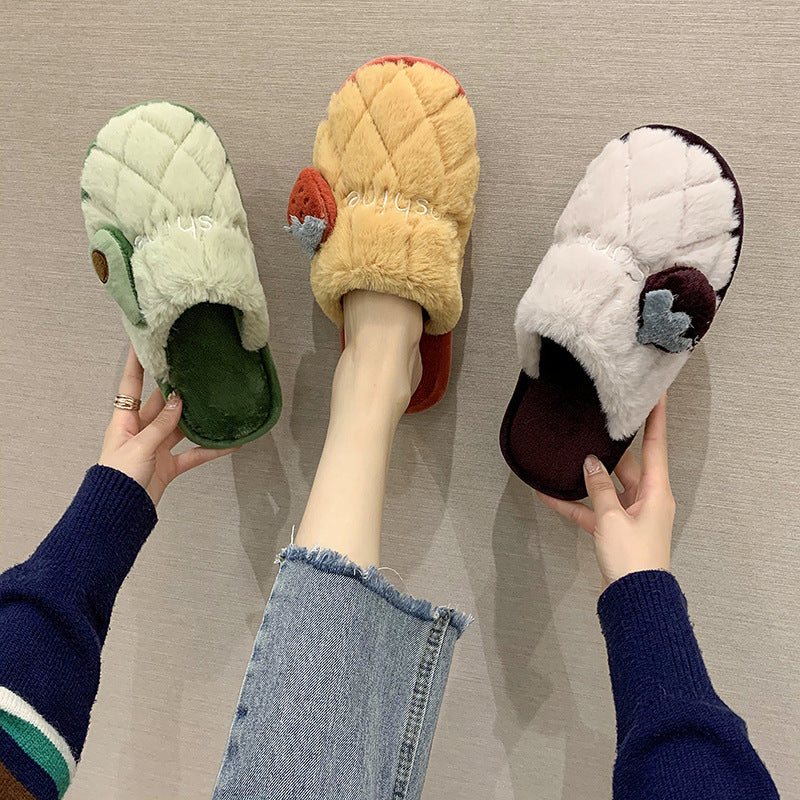 Fluffy Slippers Women's Cute Cartoon Indoor Mute