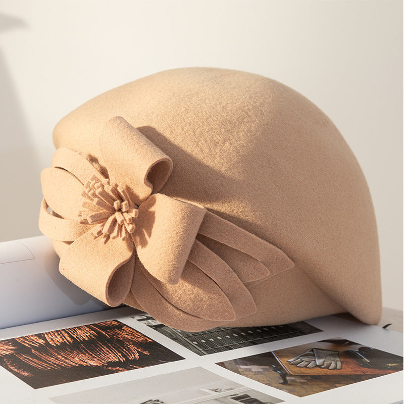 Ladies Elegant Floral Warm Wool Felt Hat
