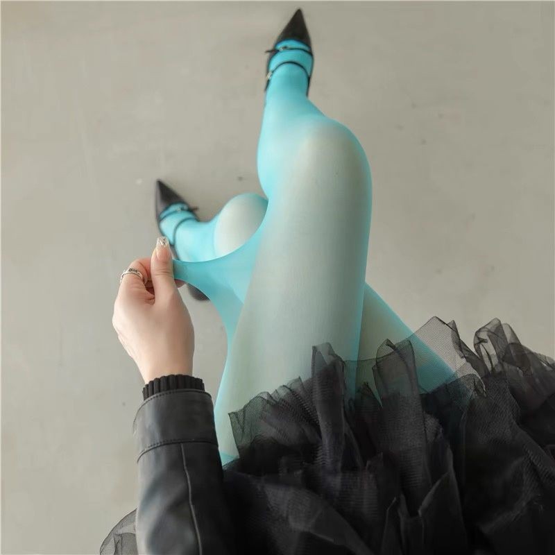 Women's Pure Pure Color Cored Silk Ultra-thin Transparent Stockings