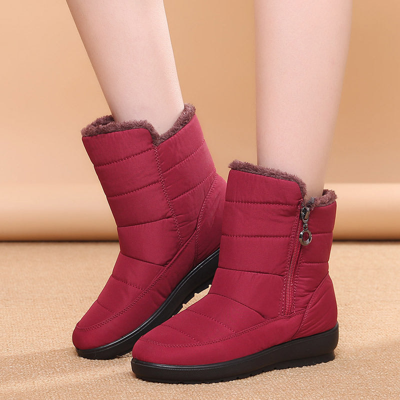 Autumn And Winter Mid Boots Plus Velvet To Keep Warm