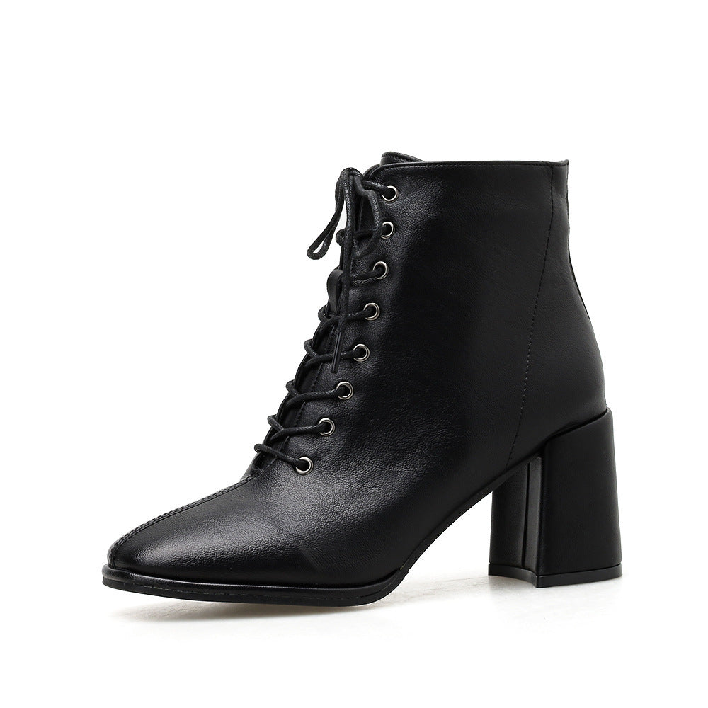 Women's Stubby-heeled Short Martin Boots Mature Fashion