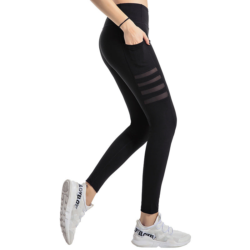 Mesh striped yoga pants