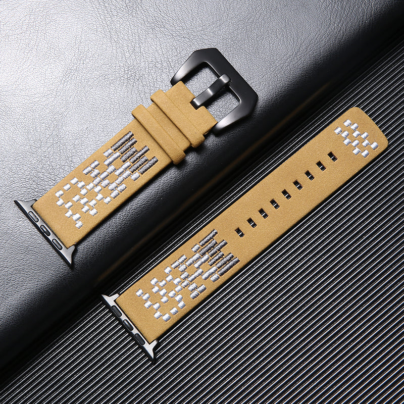 Braided nubuck leather watch strap universal