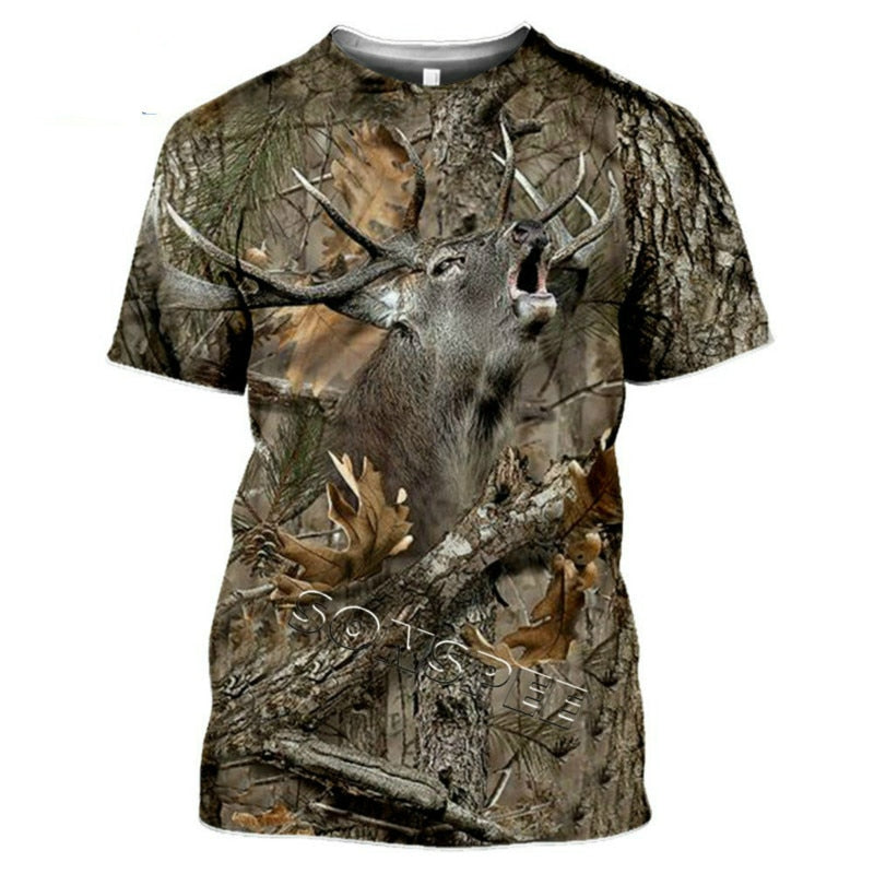 Outdoor Jungle Camouflage Animal Mesh T Shirt