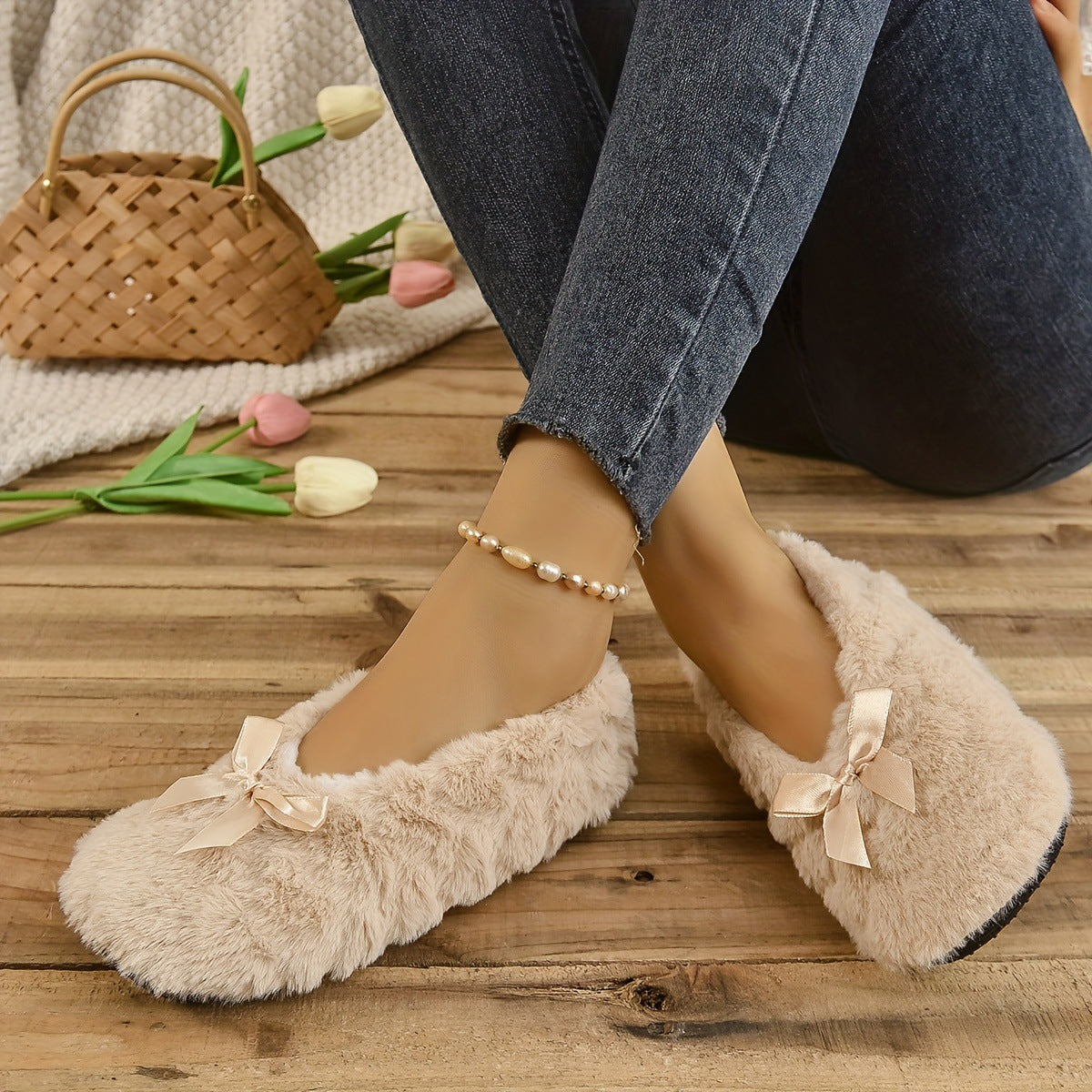 Women's Indoor Comfortable Breathable Warm Closed-toe Slippers Soft