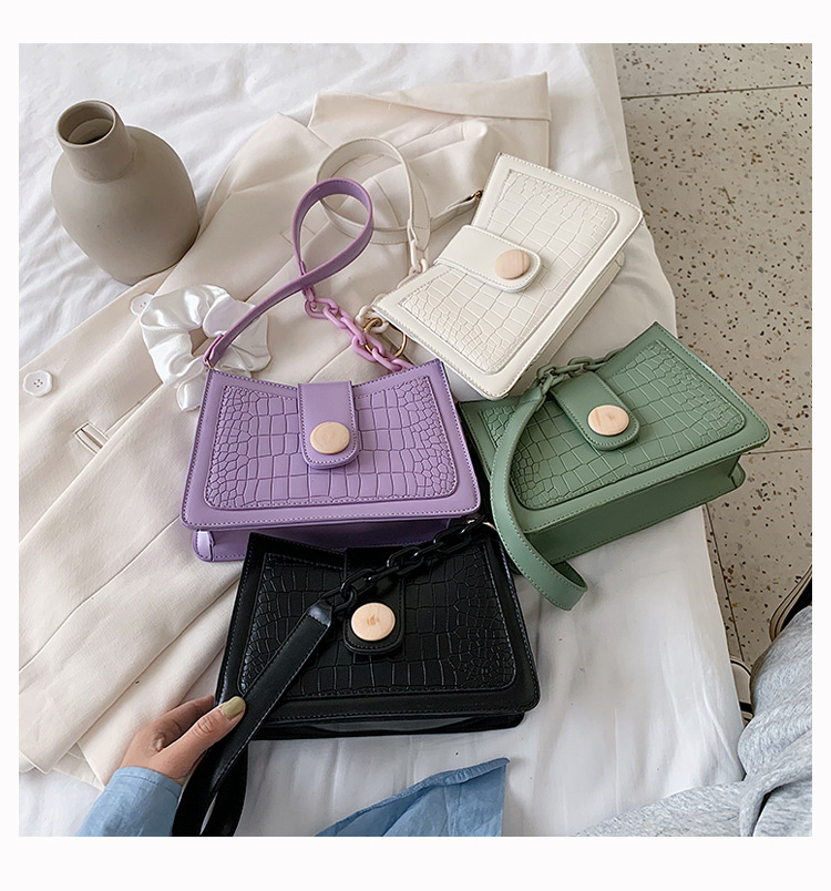 Vintage stone pattern one-shoulder armpit bag