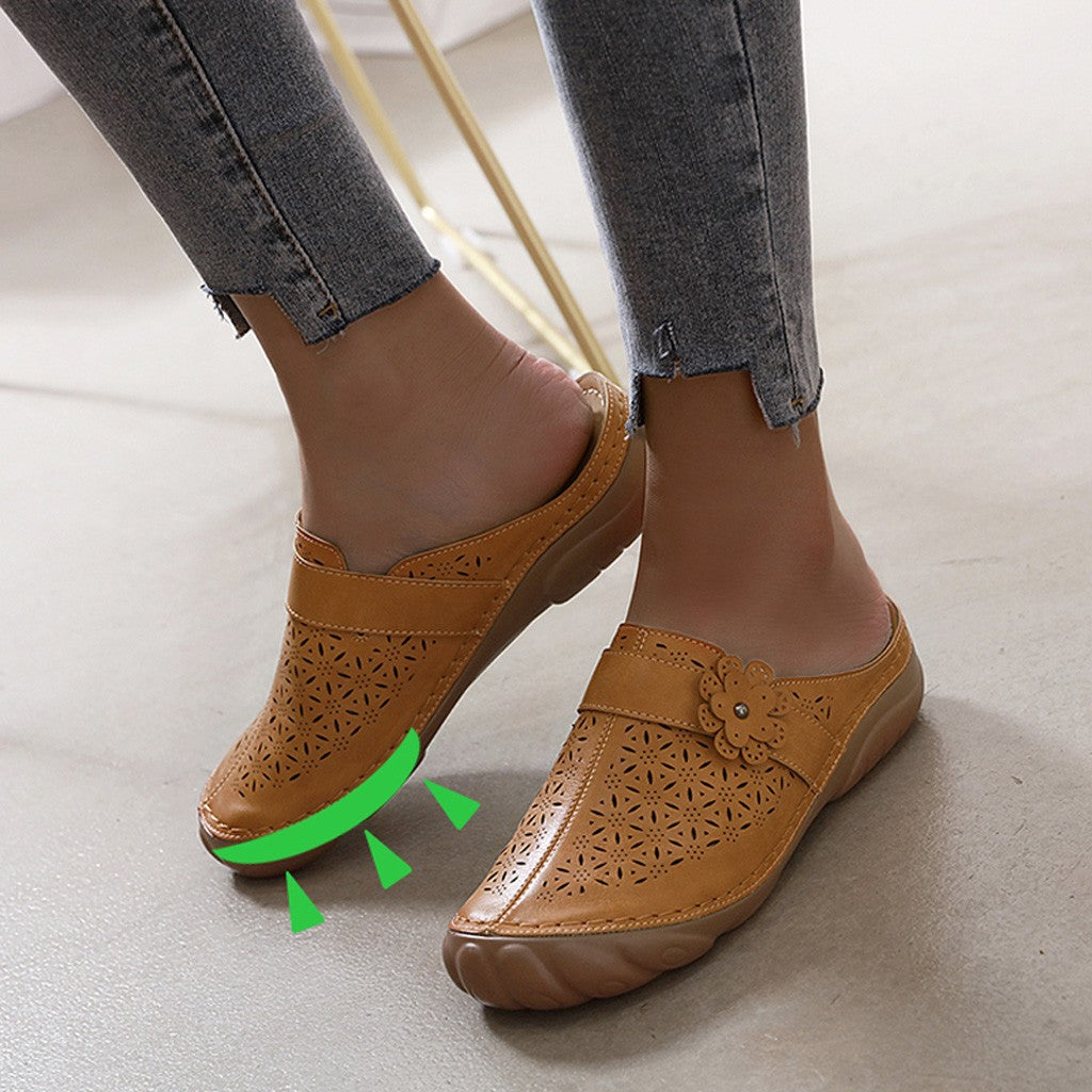 Openwork embroidered platform sandals
