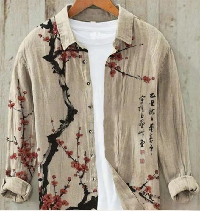 Retro 3D Digital Long Sleeve Shirt