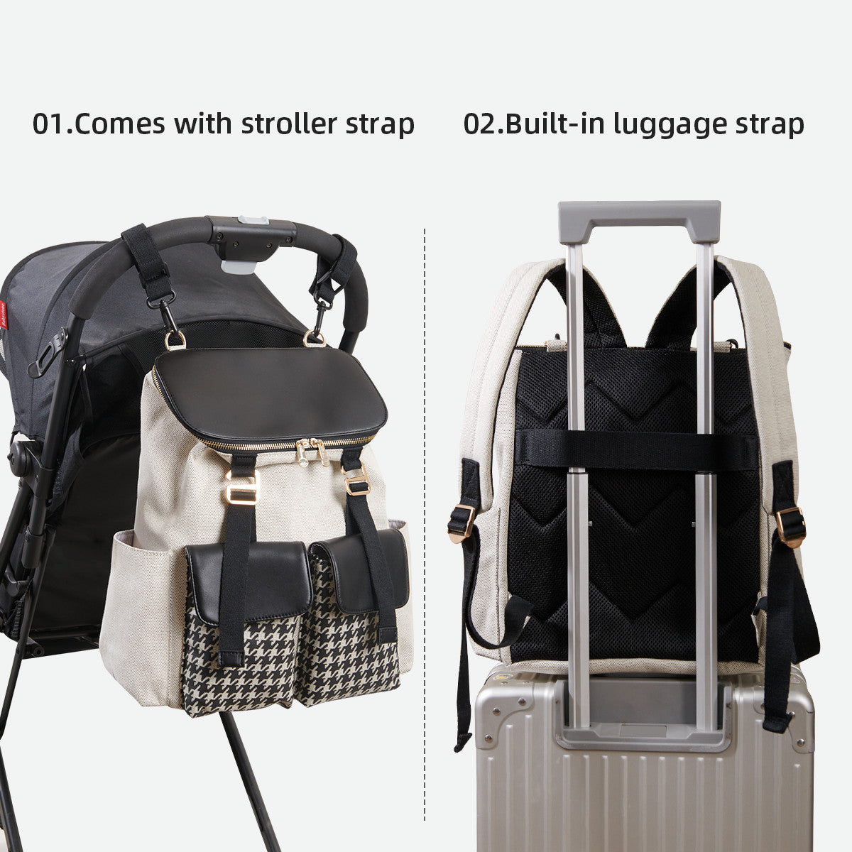 Women's Fashion Multifunctional With Diaper Pad Large Capacity Travel Backpack