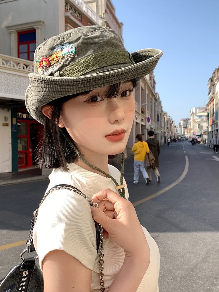 Washed Old Bucket Hat Women's Summer Sunshade