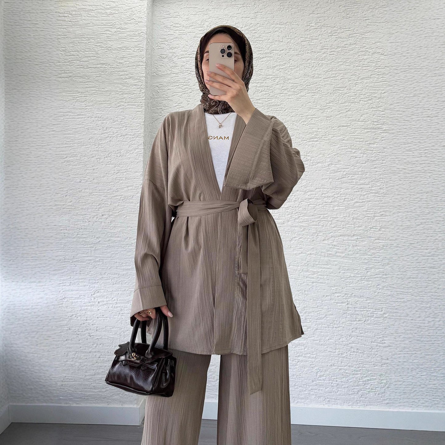 Womens Casual, Loose-fitting Cardigan And Wide-leg Pants Set