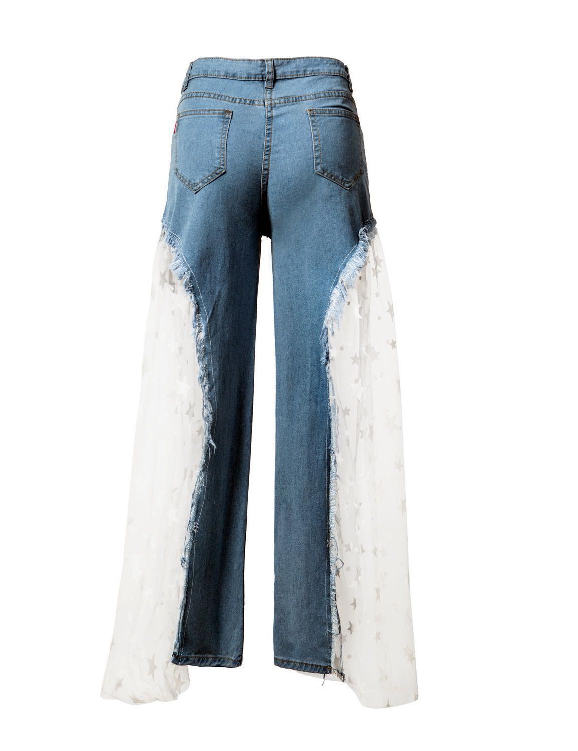 Women Destroyed Split Joint Lace Tulle F