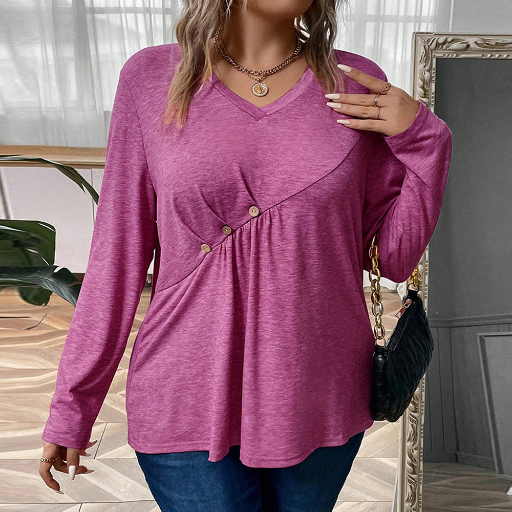 Women's Long-sleeved Waist-cinching Short Base Shirt With Pleated Slim-fit Top