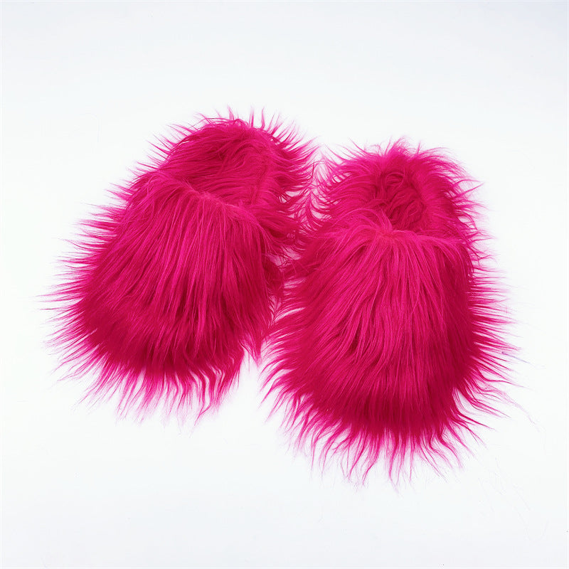 Home Slippers Sheep Long Hair Woolen Slipper