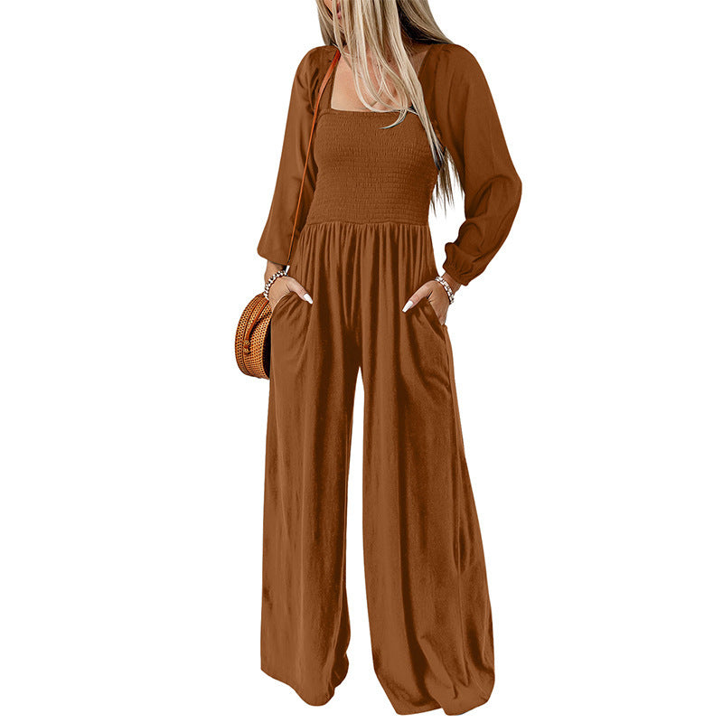 New Solid Color Wide Leg Trousers Women's European And American Thin Simple
