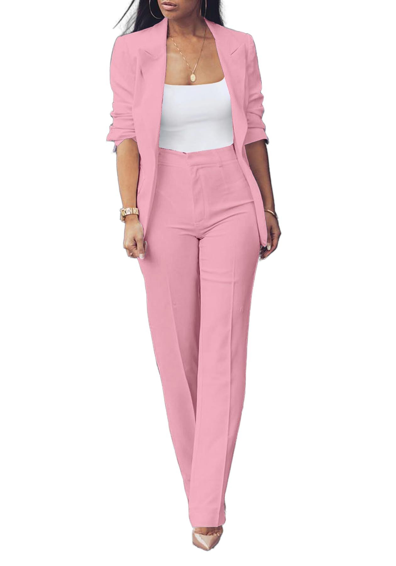 Pure Long Sleeveless Simple Draping Wide Leg Casual Suit