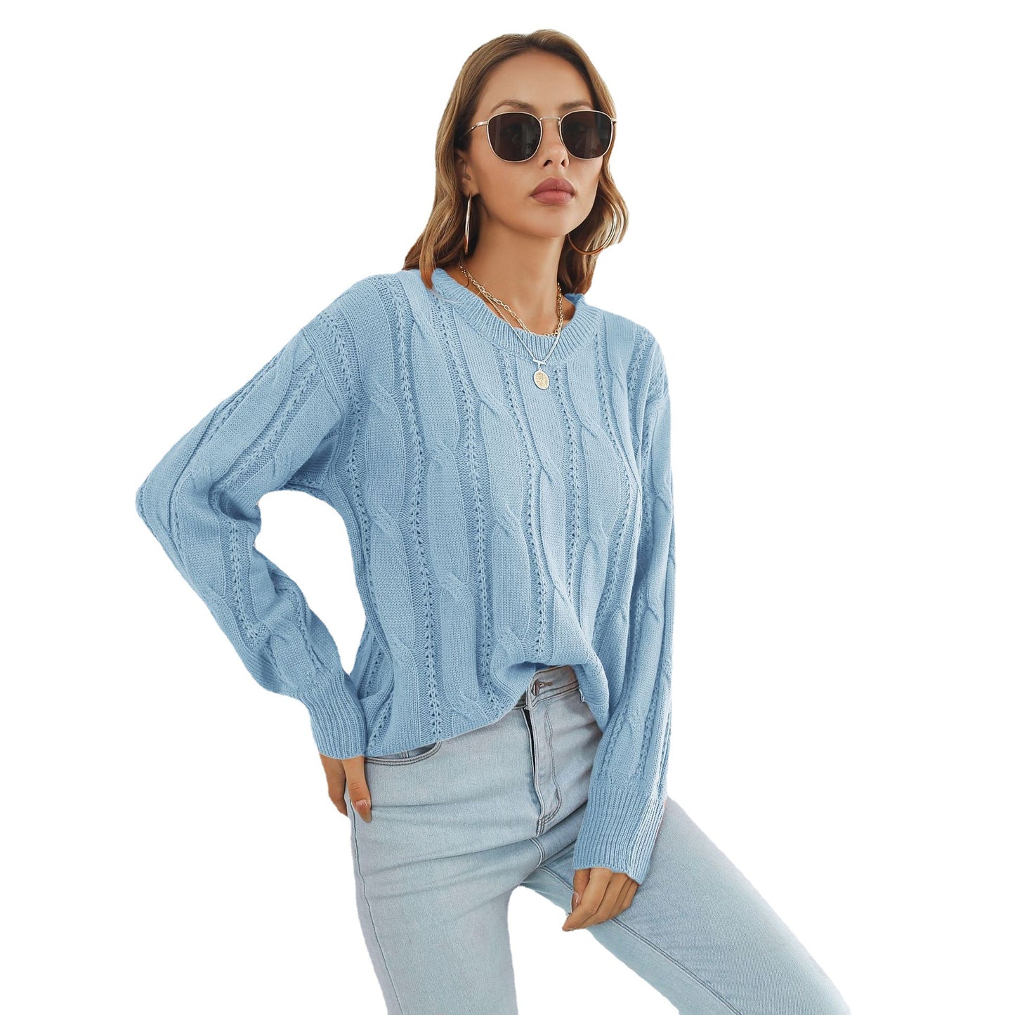 Twist Hollow Loose Long Sleeve Casual Knitted
