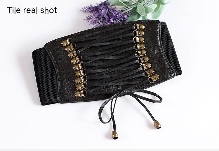 Women's Nail Elastic Imitation Leather Wide Belt Leisure All-matching Strap Waist Seal