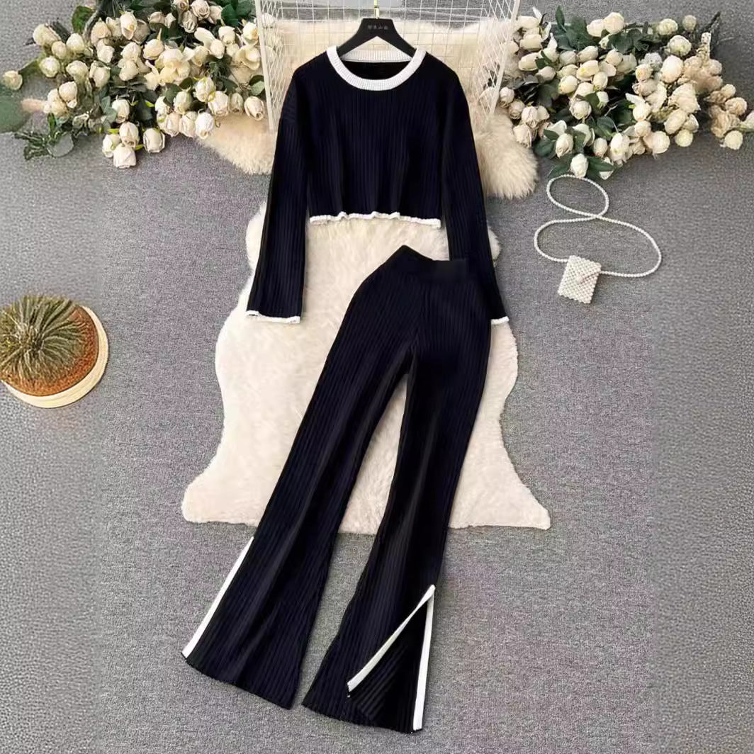 Knitted Top And Trousers Two-piece Set Sweater