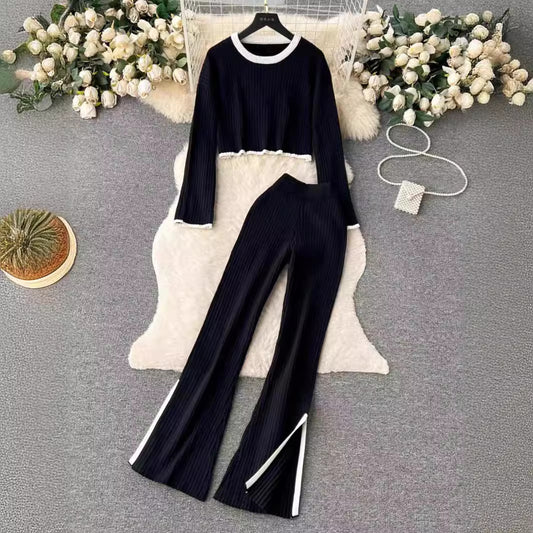 Knitted Top And Trousers Two-piece Set Sweater