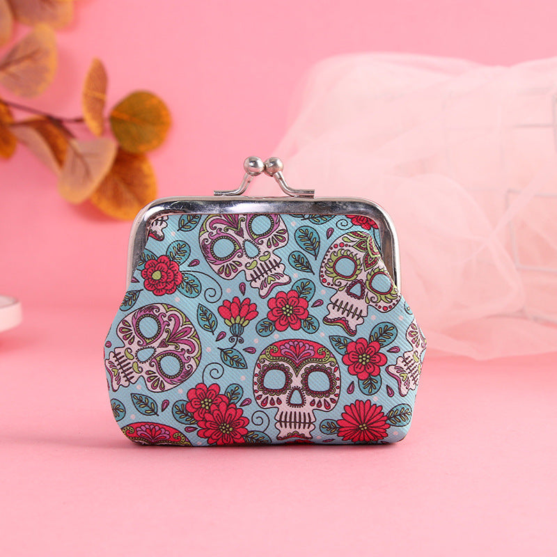 Personalized Skull Iron Buckle Bag Women's Short Wallet