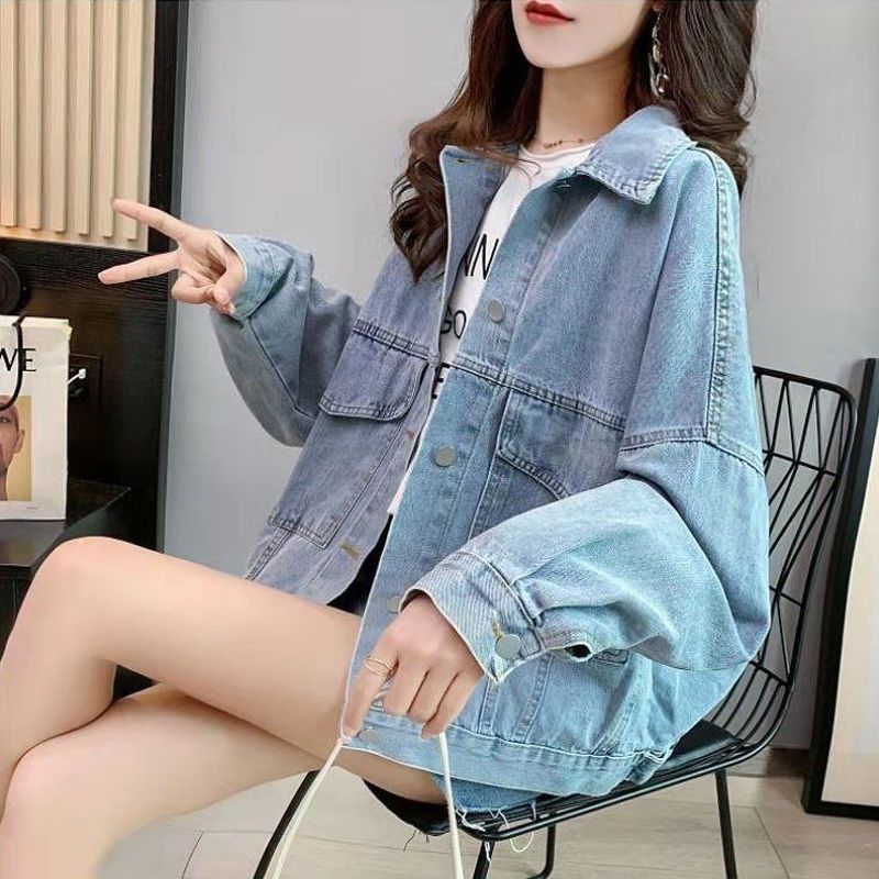 Spring And Autumn Denim Jacket Women's Embroidery Loose Korean Style All-matching Western Style