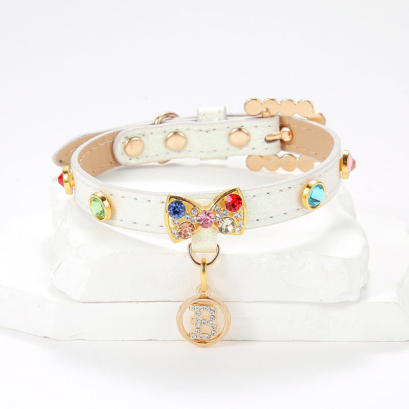 Pet Collar Cat Band With Diamond Alloy Bow