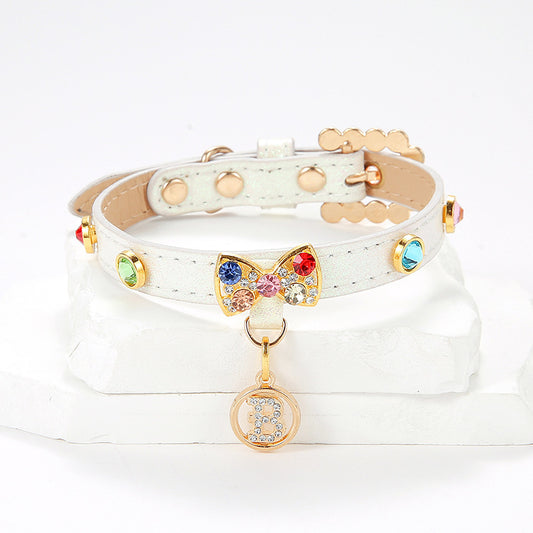 Pet Collar Cat Band With Diamond Alloy Bow