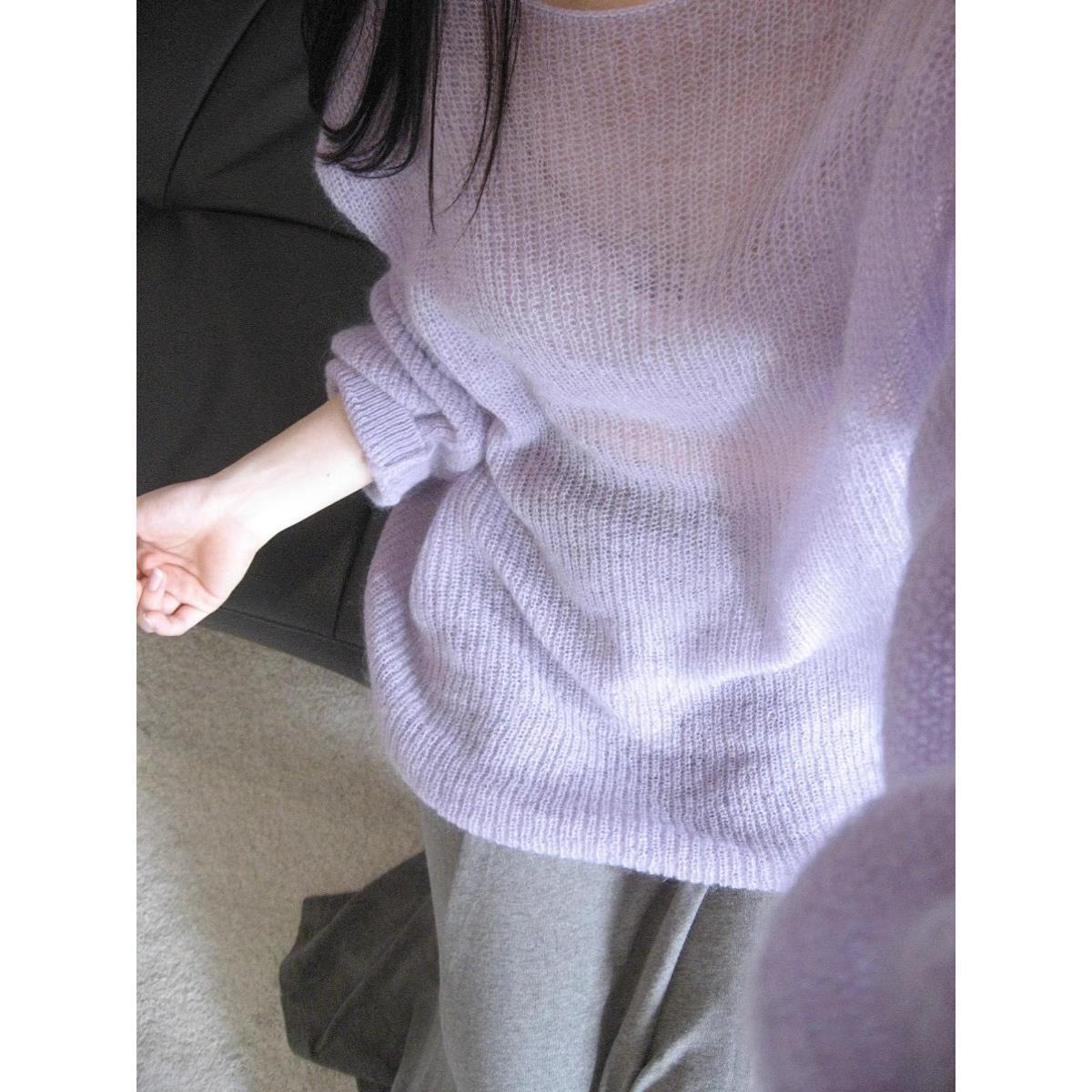 Women's Round Neck Purple Blouse Loose Hollow Out Lightweight Sweater