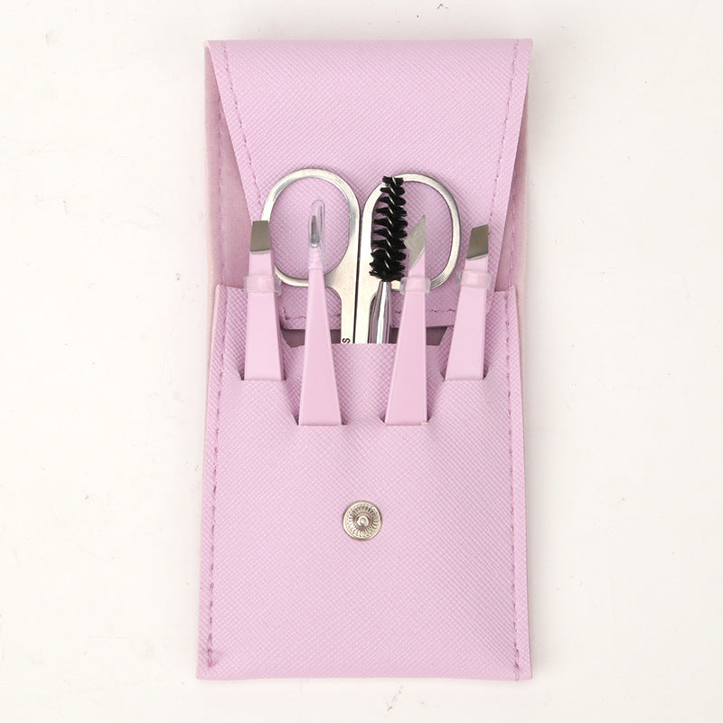 Stainless Steel Clip False Eyelashes Brush Eyebrow Trimming Set