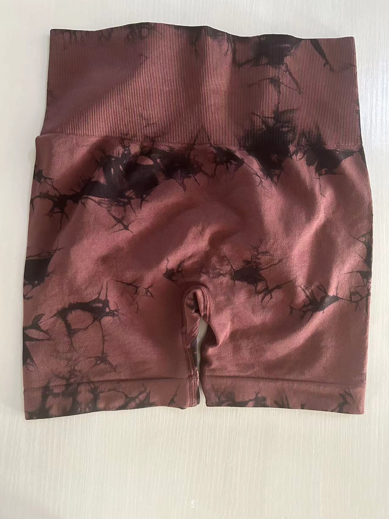 Seamless Tie-dye Sports Tight Shorts