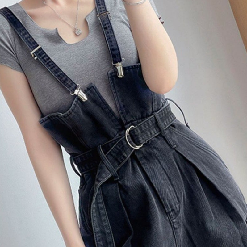 Loose Wide Leg Denim Suspender Pants Women's Autumn Fashion