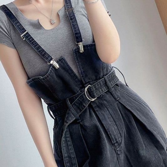 Loose Wide Leg Denim Suspender Pants Women's Autumn Fashion