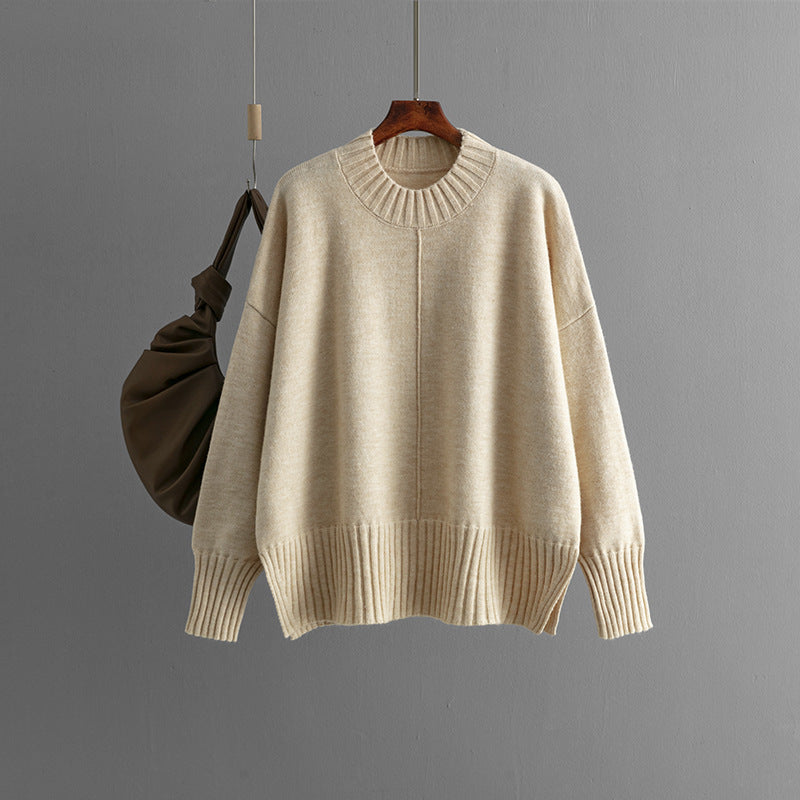 Round Neck Sweater Women's Pullover Sweater Long Sleeve