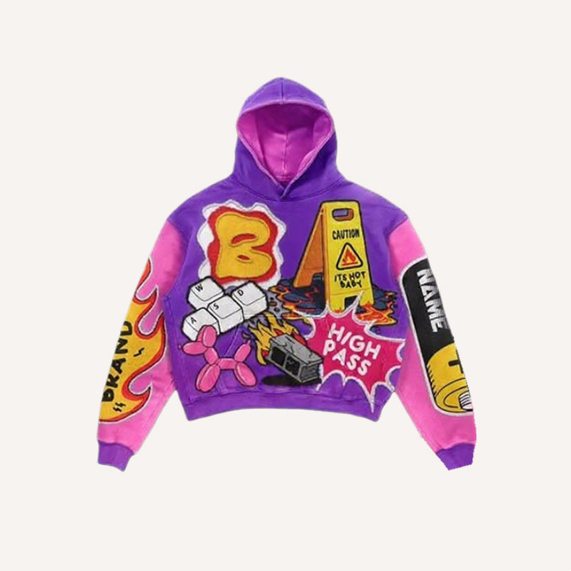 Trykt hættetrøje med abstrakt mønster Hætte sweatshirt til par